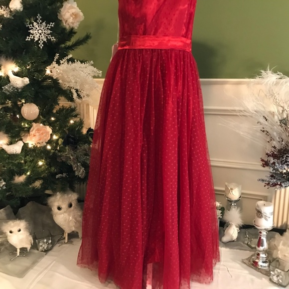 Red holiday Cocktail party dress - Picture 3 of 8